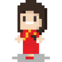 pixel art enfant dans chinois rouge uniforme 3 png