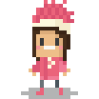 Pixel art the girl character in winter costume png