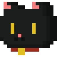 pixel art noir chat dessin animé tête icône png