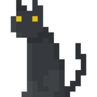 pixel kunst schattig zwart kat tekenfilm karakter png