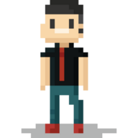 Pixel art black t shirt man character png