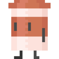 Pixel art cartoon hot coffee cup character png