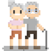 Pixel art cartoon granny couple character png