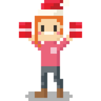 Pixel Kunst Karikatur glücklich Weihnachten Charakter 3 png