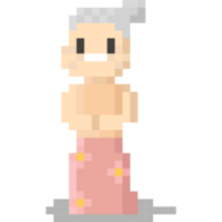 Pixel art cartoon grandmother character png