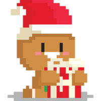 pixel arte fofa gengibre pão homem abraço dele presente caixa png