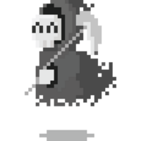 Pixel art happy reaper character png