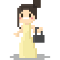 pixel art femme personnage dans longue robe png