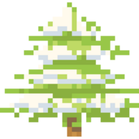 Pixel art snowy pine tree 4 png