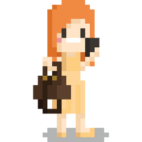 Pixel art lady character in long dress png