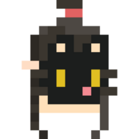 Pixel art woman head wearing black cat mask png