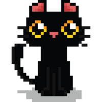 pixel art mignonne noir chat dessin animé personnage png