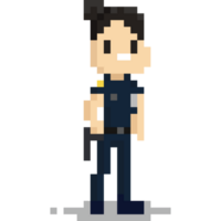 Pixel art femal police officer character png