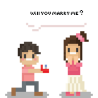 Pixel art man asking woman to marry png