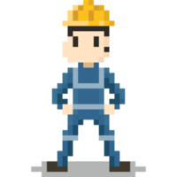 Pixel art construction worker character png