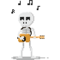 píxel Arte esqueleto guitarrista personaje png