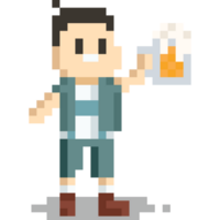 pixel arte cartone animato bevitore con birra boccale personaggio 2 png