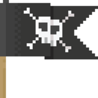 Pixel art black pirate flag png