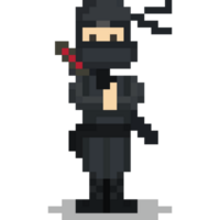 Pixel art cartoon ninja character png