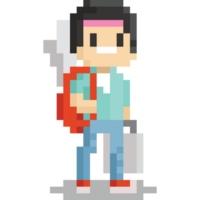 Pixel art cartoon otaku character 2 png