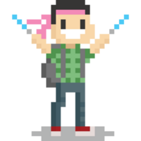 Pixel art cartoon otaku character 3 png