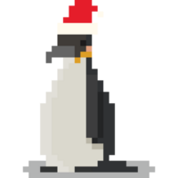 pixel arte pinguino con rosso sciarpa png