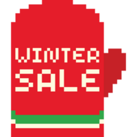 Pixel art red glove with winter sale text png