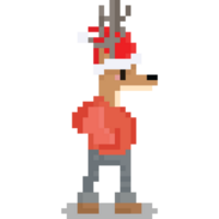 pixel arte raindeer personagem com Natal chapéu personagem png