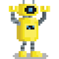 Pixel art robot cartoon character png