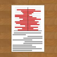 Data statistics document. Business and market trend, vector illustration