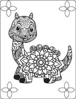 Dinosaur Mandala Coloring Pages. Zentangle style. Dinosaur black and white lines. Coloring book for adults vector illustration. Anti-stress coloring for adult. Zentangle style. Black and white lines.