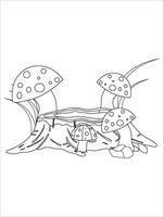 MobileMushroom Coloring Pages for kids. Fantasy Illustration for coloring page adult. vector