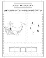 Arrange The Word Correctly Kids Worksheet, Word Teaching Material Kids Worksheet, Teaching Material for Children vector