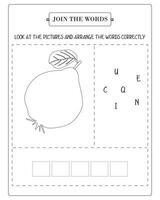 Arrange The Word Correctly Kids Worksheet, Word Teaching Material Kids Worksheet, Teaching Material for Children vector