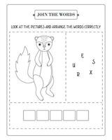 Arrange The Word Correctly Kids Worksheet, Word Teaching Material Kids Worksheet, Teaching Material for Children vector