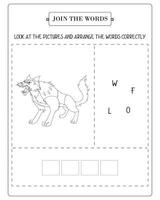 Arrange The Word Correctly Kids Worksheet, Word Teaching Material Kids Worksheet, Teaching Material for Children vector