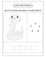 Arrange The Word Correctly Kids Worksheet, Word Teaching Material Kids Worksheet, Teaching Material for Children vector