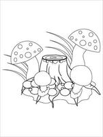 MobileMushroom Coloring Pages for kids. Fantasy Illustration for coloring page adult. vector