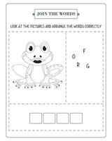 Arrange The Word Correctly Kids Worksheet, Word Teaching Material Kids Worksheet, Teaching Material for Children vector