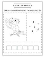 Arrange The Word Correctly Kids Worksheet, Word Teaching Material Kids Worksheet, Teaching Material for Children vector