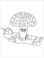 MobileMushroom Coloring Pages for kids. Fantasy Illustration for coloring page adult. vector