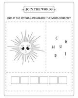 Arrange The Word Correctly Kids Worksheet, Word Teaching Material Kids Worksheet, Teaching Material for Children vector