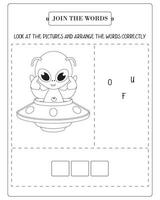 Arrange The Word Correctly Kids Worksheet, Word Teaching Material Kids Worksheet, Teaching Material for Children vector