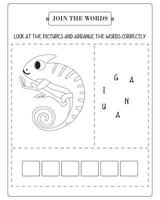 Arrange The Word Correctly Kids Worksheet, Word Teaching Material Kids Worksheet, Teaching Material for Children vector