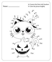 Halloween Dot To Dot Pages for kids, Halloween Coloring Pages, Halloween Vector