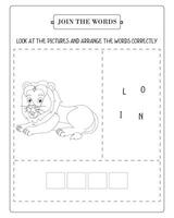 Arrange The Word Correctly Kids Worksheet, Word Teaching Material Kids Worksheet, Teaching Material for Children vector