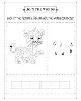 Arrange The Word Correctly Kids Worksheet, Word Teaching Material Kids Worksheet, Teaching Material for Children vector