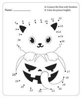 Halloween Dot To Dot Pages for kids, Halloween Coloring Pages, Halloween Vector