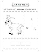 Arrange The Word Correctly Kids Worksheet, Word Teaching Material Kids Worksheet, Teaching Material for Children vector