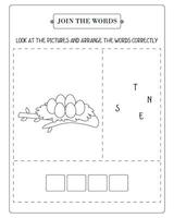 Arrange The Word Correctly Kids Worksheet, Word Teaching Material Kids Worksheet, Teaching Material for Children vector